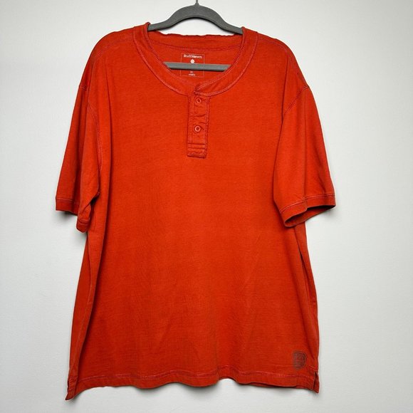 RuffHewn | Orange Pull Over Short Sleeve Shirt w/ Button Neck | Size XL - Picture 3 of 8